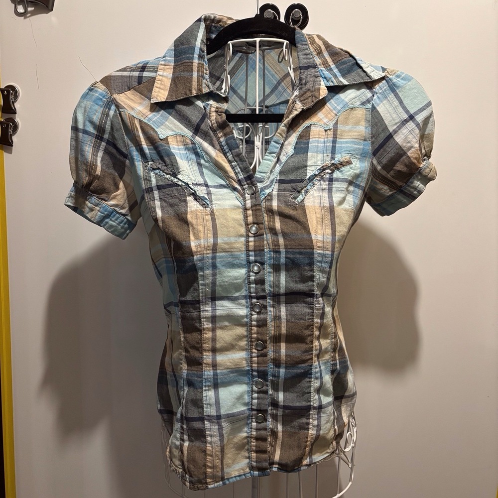 Ali &‎ Kris Western Style Pearl Button Up Shirt Size Medium 32" X 21"